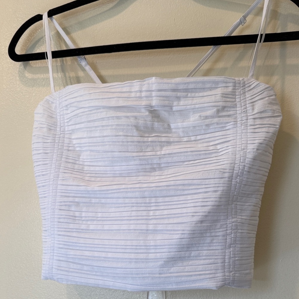 Madewell White Striped Women’s Crop top Size 12 - Picture 2 of 6